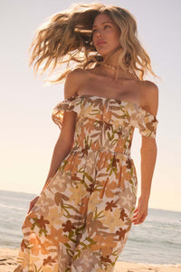 Tropical Blossoms Off-Shoulder Floral Maxi Dress - ShopPromesa