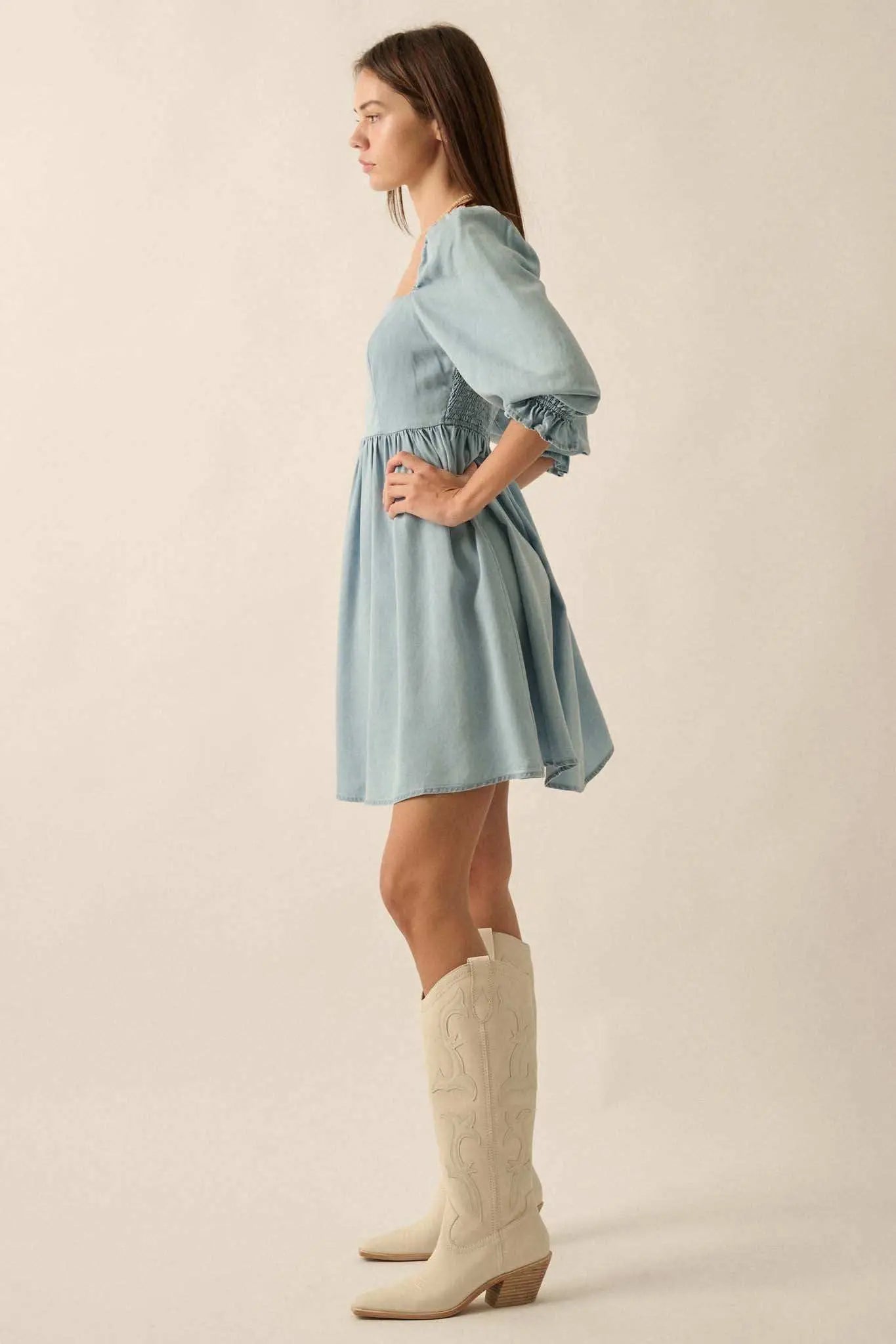 babydoll mini dress with sleeves ASOS DESIGN cotton lace trim long sleeve babydoll mini dress in black