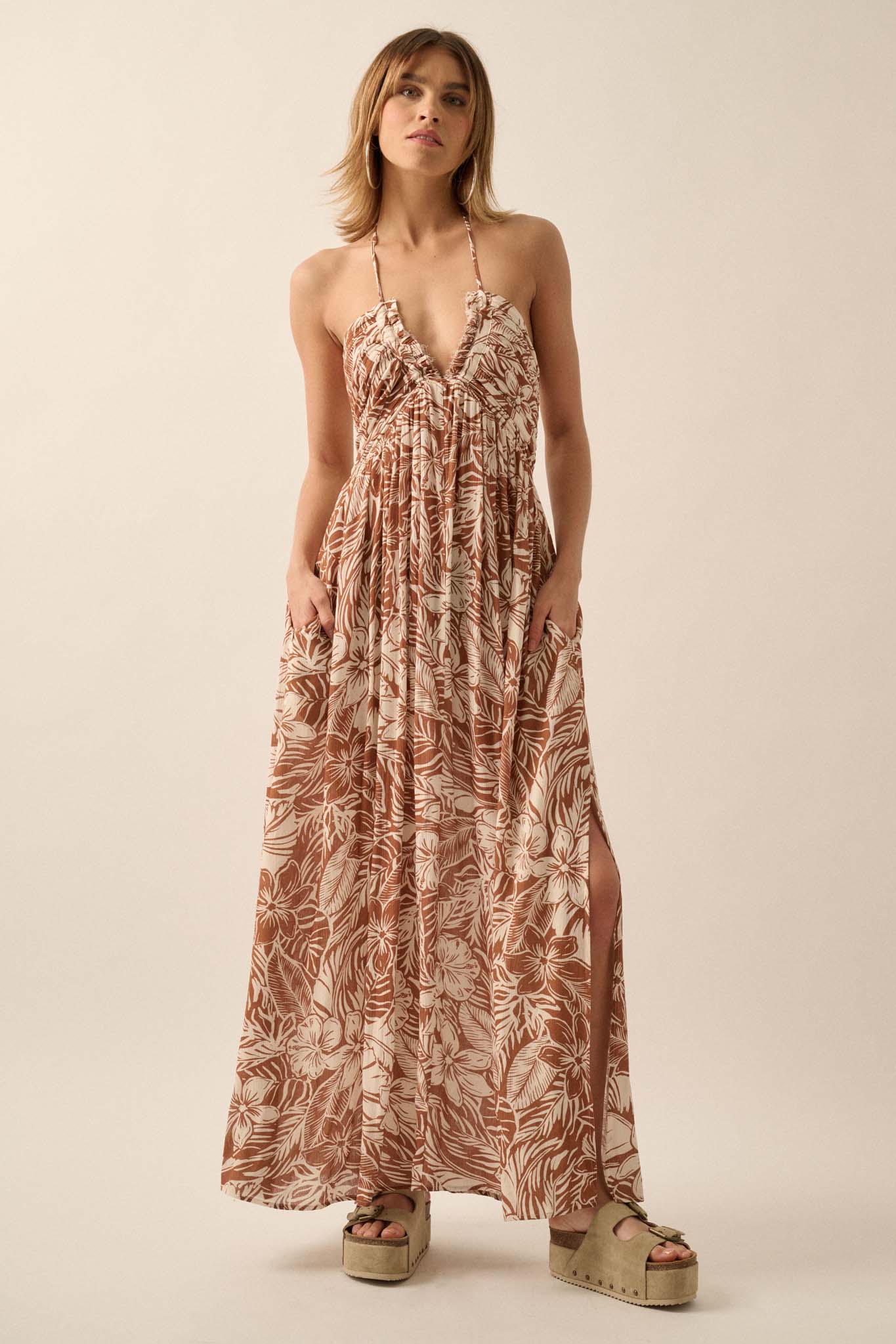 Tropical Tango Floral-Print Halter Maxi Dress - ShopPromesa