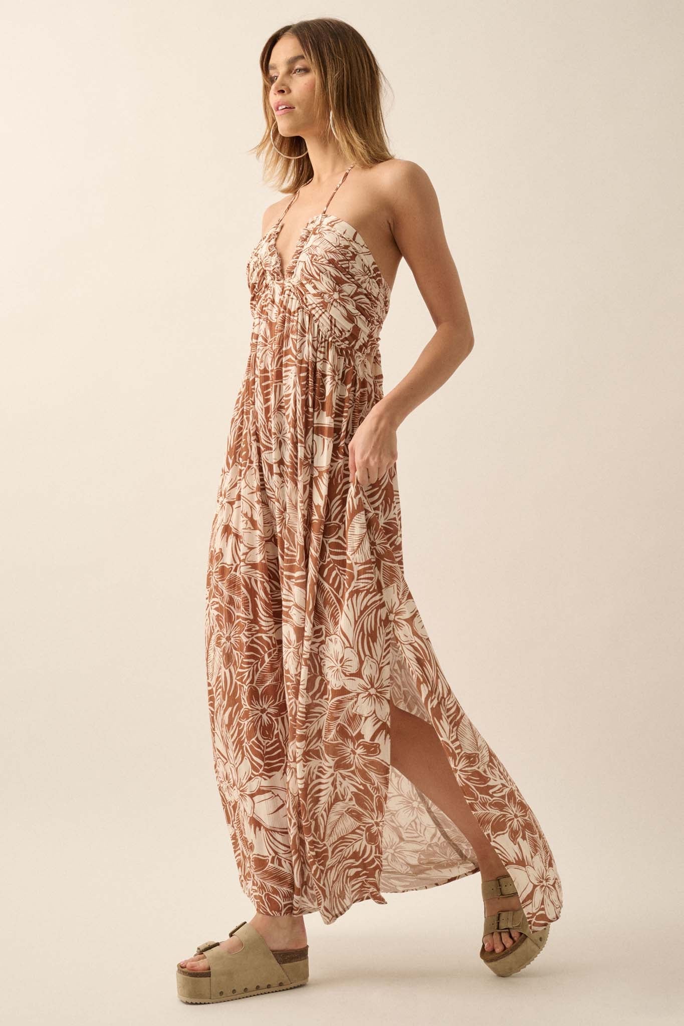 Tropical Tango Floral-Print Halter Maxi Dress - ShopPromesa