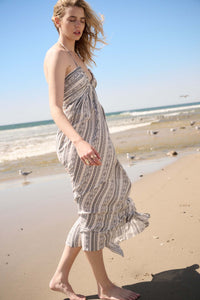 Well Traveled Geo-Print Striped Halter Maxi Dress - ShopPromesa