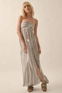 Traveling Soul Geo-Print Striped Halter Maxi Dress - ShopPromesa