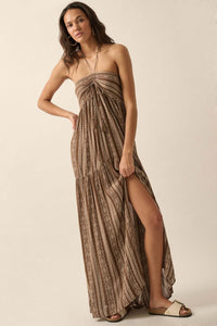 Traveling Soul Geo-Print Striped Halter Maxi Dress - ShopPromesa