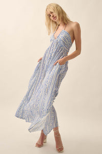 Heavenly Fields Floral-Stripe Halter Maxi Dress - ShopPromesa