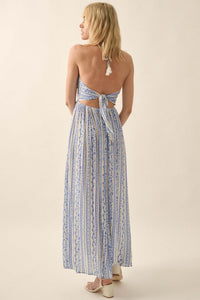 Heavenly Fields Floral-Stripe Halter Maxi Dress - ShopPromesa