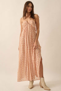 Heavenly Fields Floral-Stripe Halter Maxi Dress - ShopPromesa