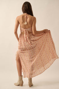 Heavenly Fields Floral-Stripe Halter Maxi Dress - ShopPromesa