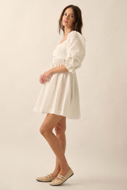 Pure Infatuation Puff-Sleeve Babydoll Mini Dress - ShopPromesa