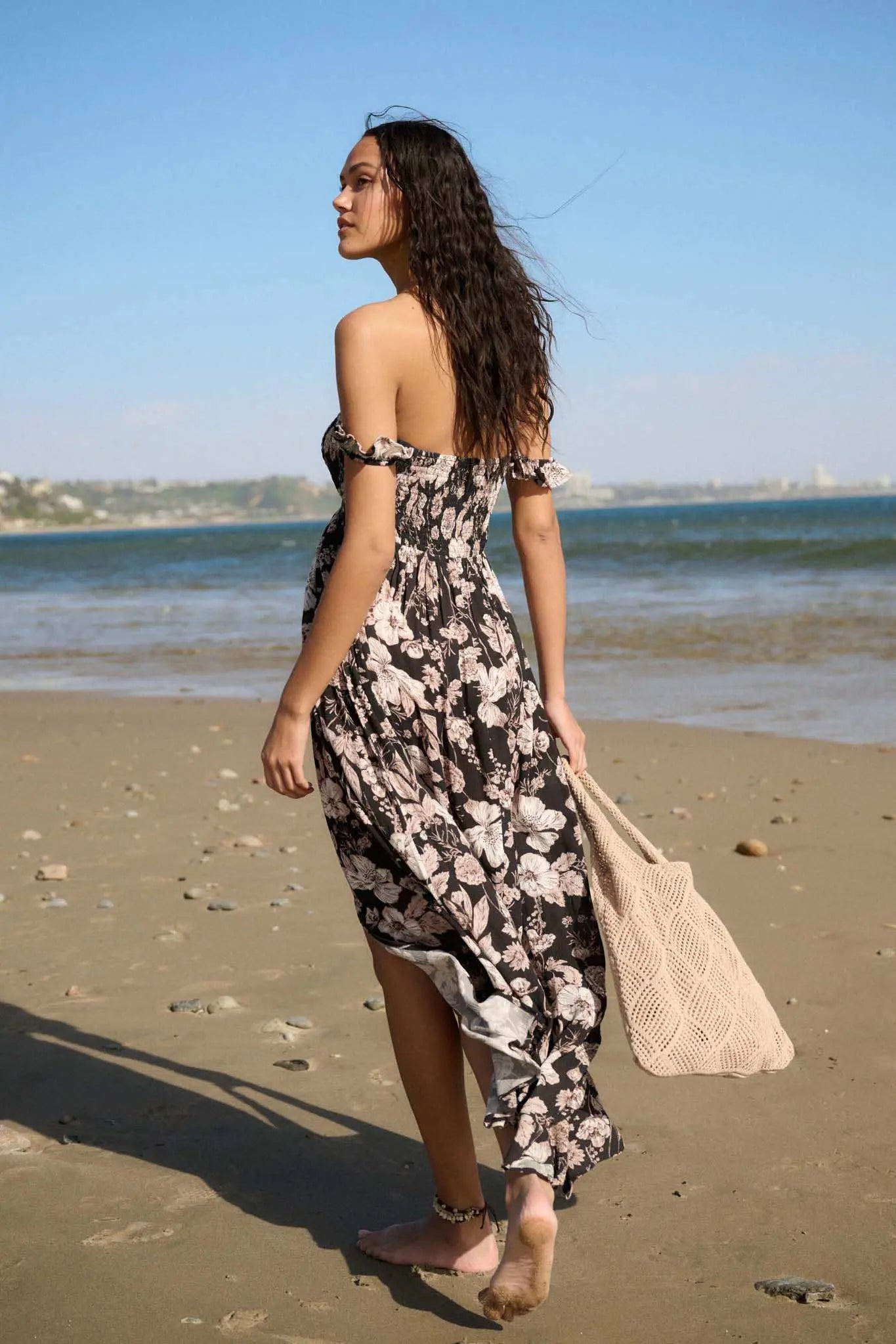 Chic Petals Smocked Floral Off-Shoulder Maxi Dress Black / S Chic Petals Smocked Floral Off-Shoulder Maxi Dress Black / S