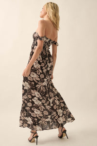 Chic Petals Smocked Floral Off-Shoulder Maxi Dress - ShopPromesa