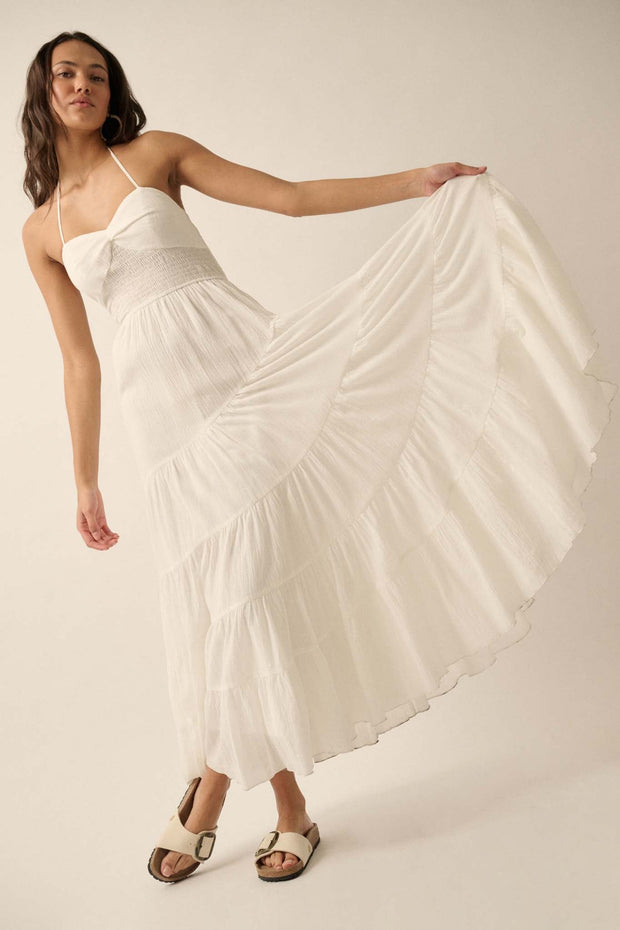 Dancing on Air Asymmetrical Tiered Maxi Dress - ShopPromesa