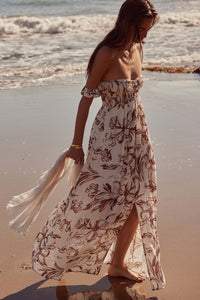 Windswept Petals Floral Off-Shoulder Maxi Dress - ShopPromesa