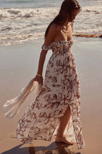 Windswept Petals Floral Off-Shoulder Maxi Dress - ShopPromesa