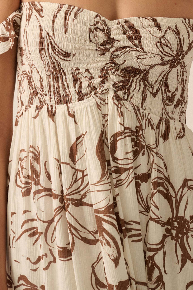 Windswept Petals Floral Off-Shoulder Maxi Dress - ShopPromesa