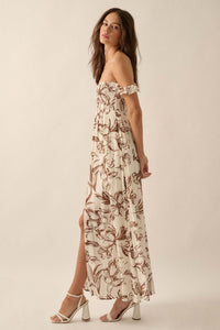 Windswept Petals Floral Off-Shoulder Maxi Dress - ShopPromesa