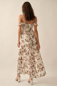 Windswept Petals Floral Off-Shoulder Maxi Dress - ShopPromesa