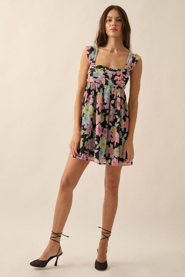 Beaming Blossoms Floral Chiffon Mini Dress - ShopPromesa