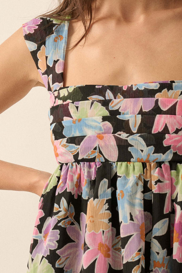 Beaming Blossoms Floral Chiffon Mini Dress - ShopPromesa