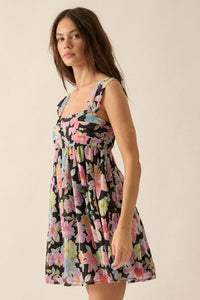 Beaming Blossoms Floral Chiffon Mini Dress - ShopPromesa