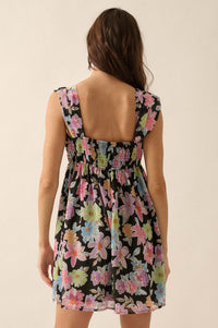 Beaming Blossoms Floral Chiffon Mini Dress - ShopPromesa