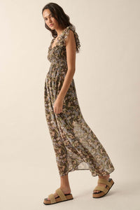 Timeless Grace Smocked Floral Chiffon Maxi Dress - ShopPromesa