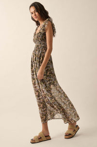 Timeless Grace Smocked Floral Chiffon Maxi Dress - ShopPromesa