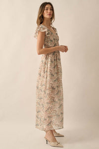 Timeless Grace Smocked Floral Chiffon Maxi Dress - ShopPromesa