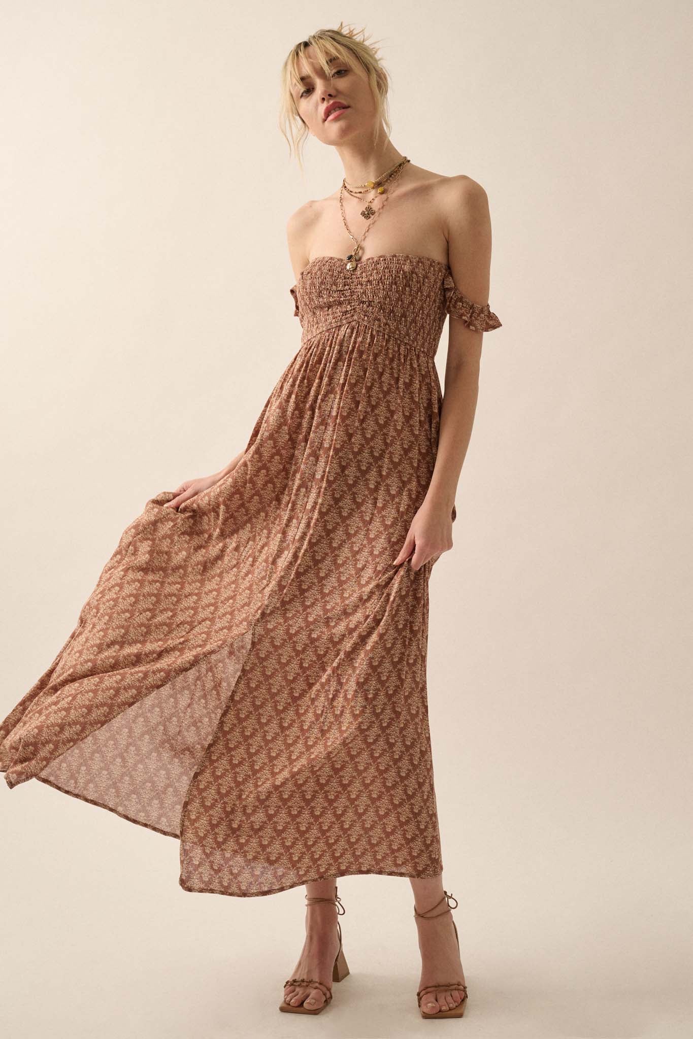 Timeless Romance Floral Off-Shoulder Maxi Dress - ShopPromesa