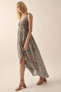 Sultry Season Floral High-Low Tulip Maxi Dress - ShopPromesa