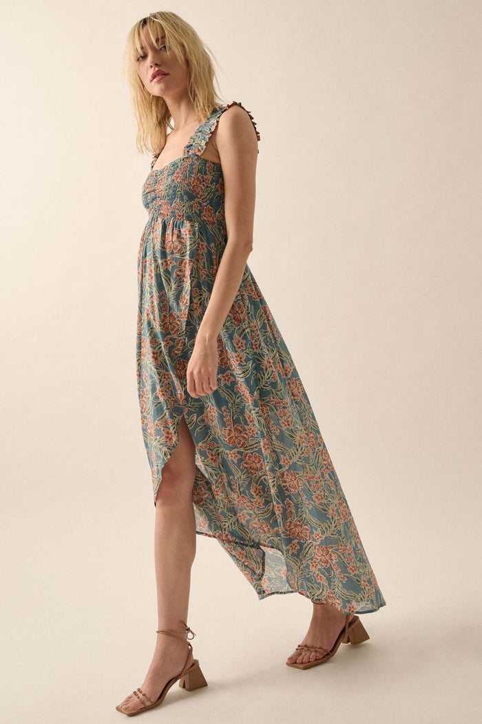 Sultry Season Floral High-Low Tulip Maxi Dress - ShopPromesa