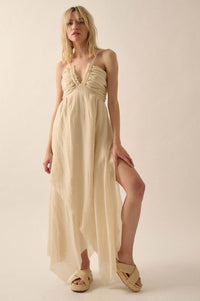 Floating on Air Layered Gauze Halter Maxi Dress - ShopPromesa