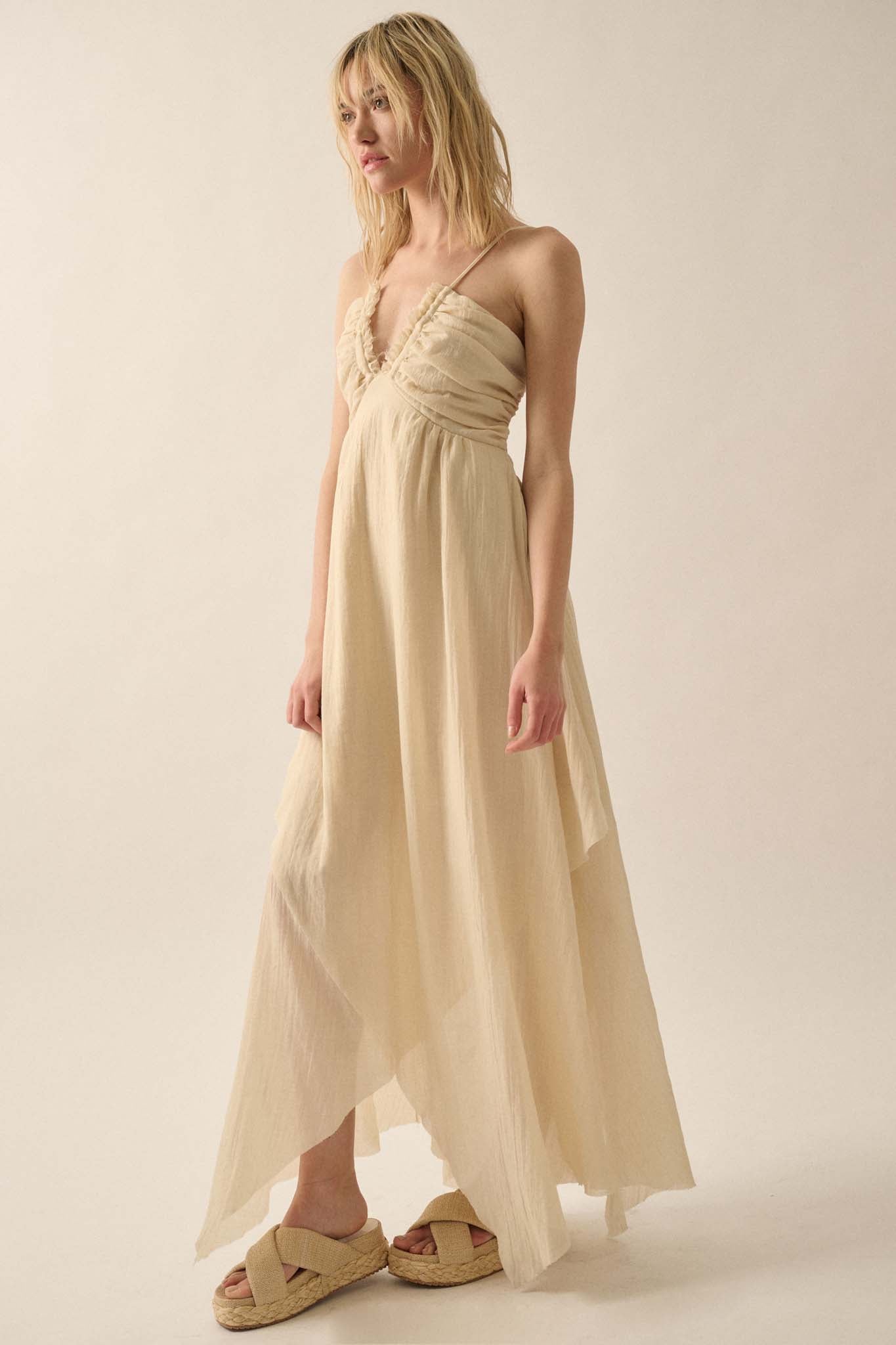 Floating on Air Layered Gauze Halter Maxi Dress - ShopPromesa