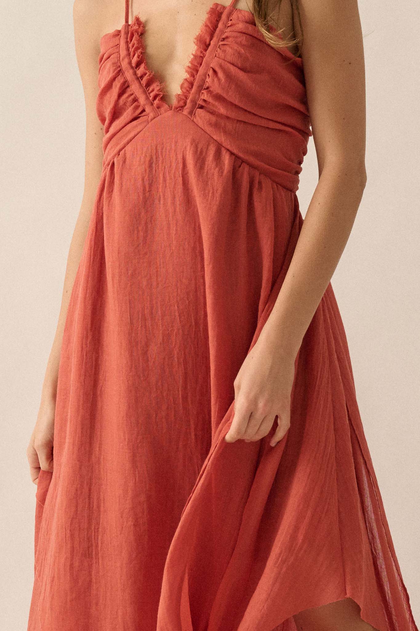 Floating on Air Layered Gauze Halter Maxi Dress - ShopPromesa