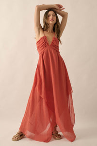 Floating on Air Layered Gauze Halter Maxi Dress - ShopPromesa