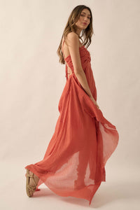 Floating on Air Layered Gauze Halter Maxi Dress - ShopPromesa