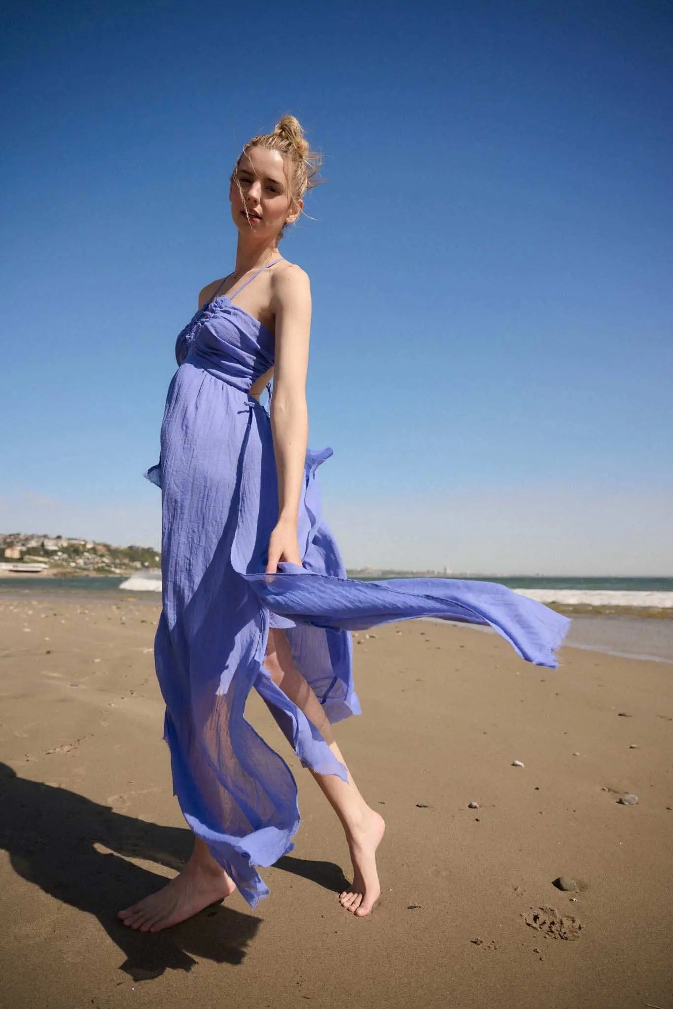 Floating on Air Layered Gauze Halter Maxi Dress Natural / L Floating on Air Layered Gauze Halter Maxi Dress Natural / L