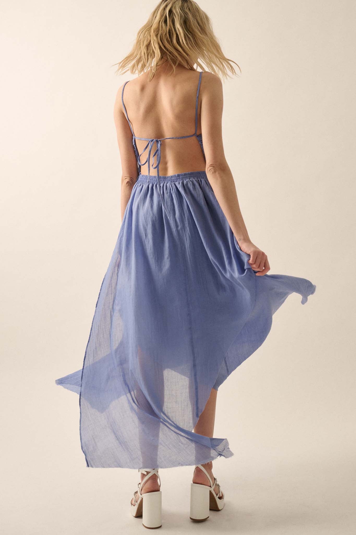 Floating on Air Layered Gauze Halter Maxi Dress - ShopPromesa