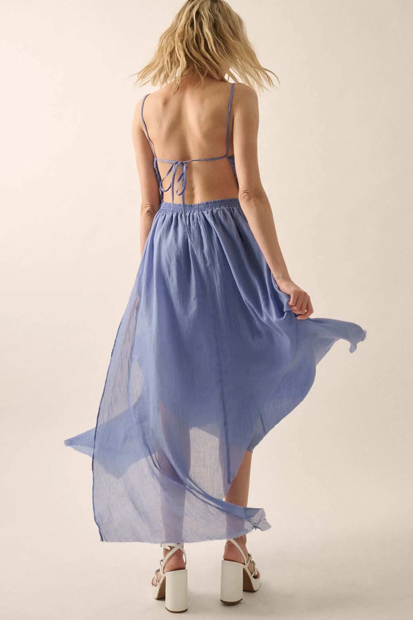 Floating on Air Layered Gauze Halter Maxi Dress Natural / L Floating on Air Layered Gauze Halter Maxi Dress Natural / L