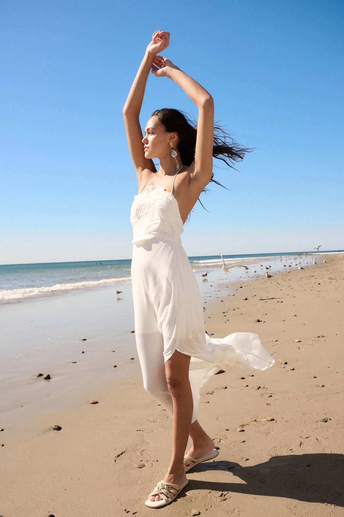 Like a Rose Embroidered Halter Maxi Dress Off White / L Like a Rose Embroidered Halter Maxi Dress Off White / L
