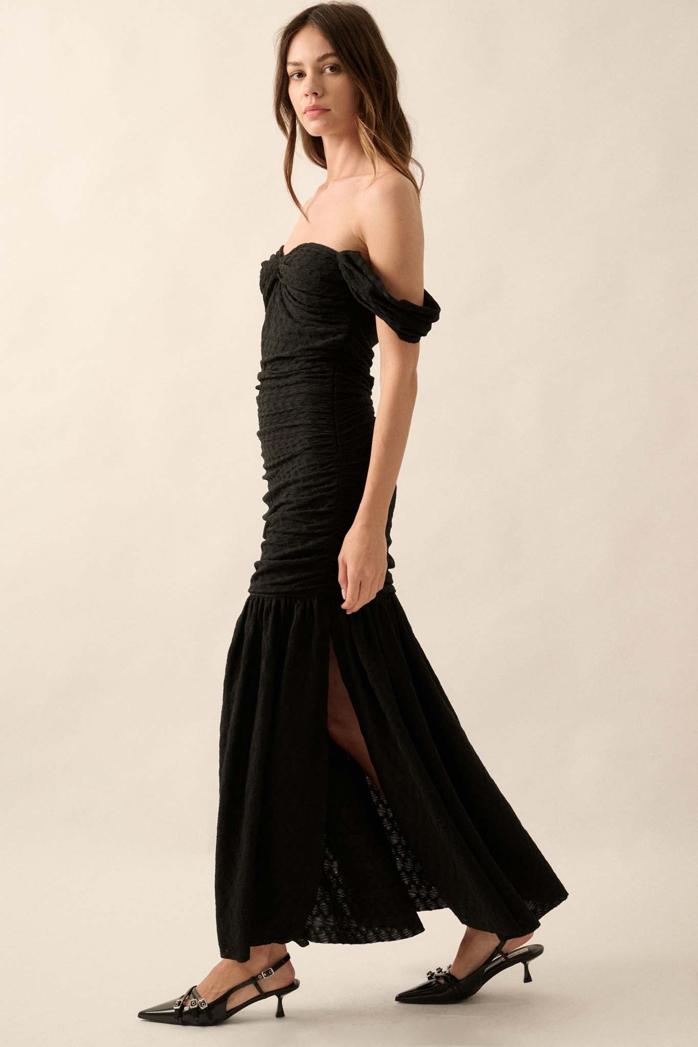 Beautiful Dreamer Textured Knit Drop-Waist Gown - ShopPromesa