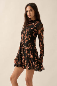 Fall Fantasy Floral Mesh Babydoll Mini Dress - ShopPromesa