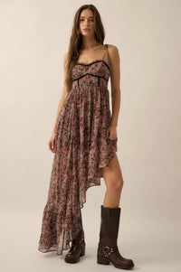 Floral Winds Asymmetrical Chiffon Maxi Dress - ShopPromesa