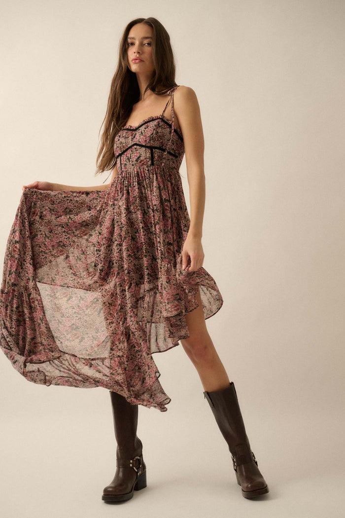 Floral Winds Asymmetrical Chiffon Maxi Dress - ShopPromesa