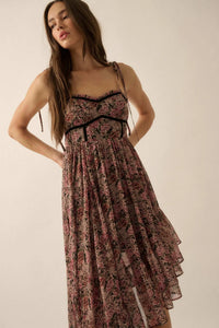 Floral Winds Asymmetrical Chiffon Maxi Dress - ShopPromesa