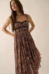 Floral Winds Asymmetrical Chiffon Maxi Dress - ShopPromesa