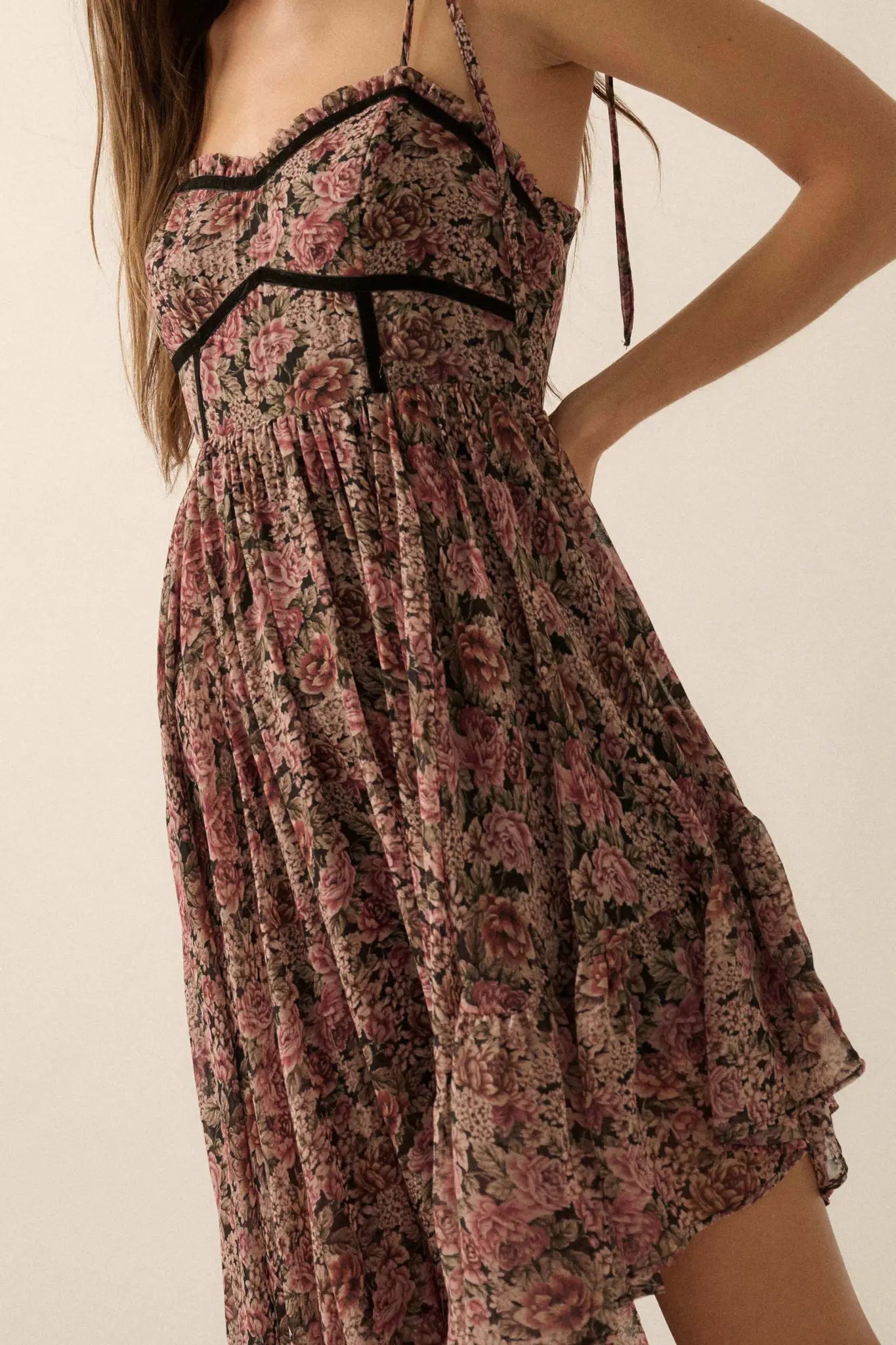 Floral Winds Asymmetrical Chiffon Maxi Dress - ShopPromesa