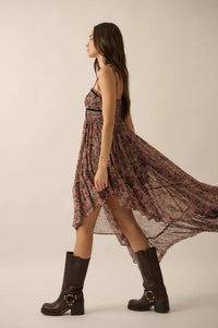 Floral Winds Asymmetrical Chiffon Maxi Dress - ShopPromesa