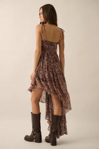 Floral Winds Asymmetrical Chiffon Maxi Dress - ShopPromesa