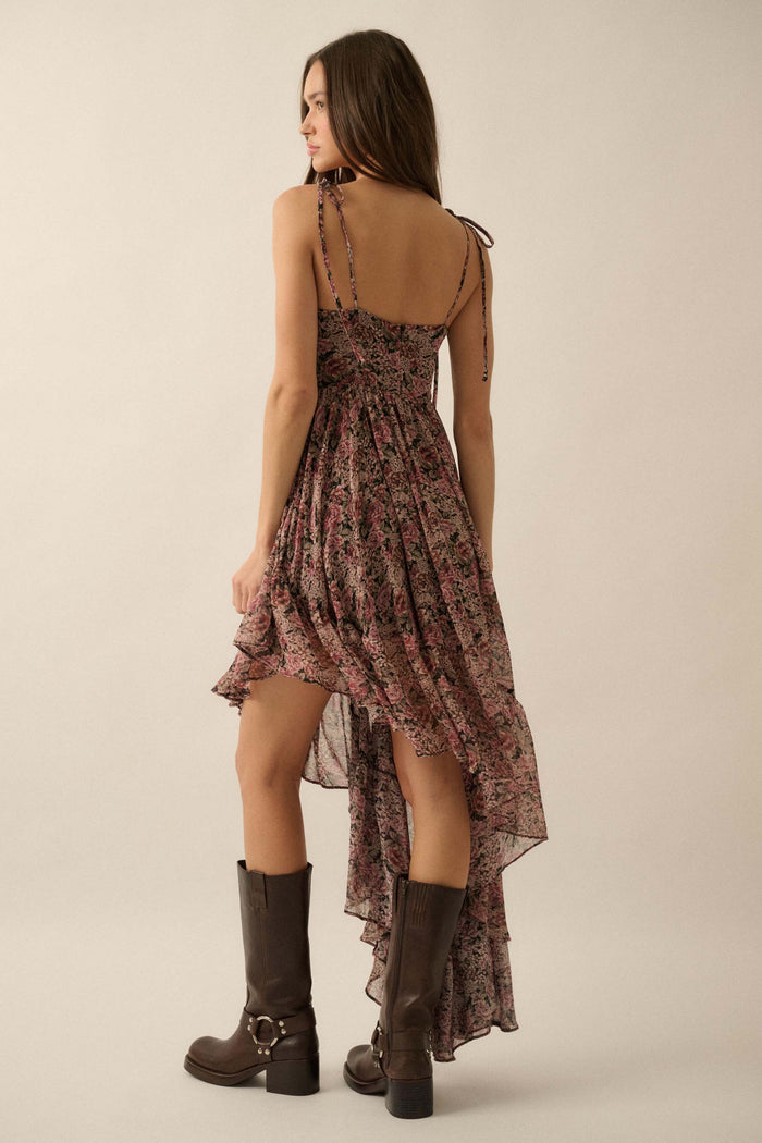 Floral Winds Asymmetrical Chiffon Maxi Dress - ShopPromesa