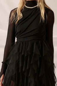 Queen of the Night Tiered Ruffled Tulle Maxi Dress - ShopPromesa